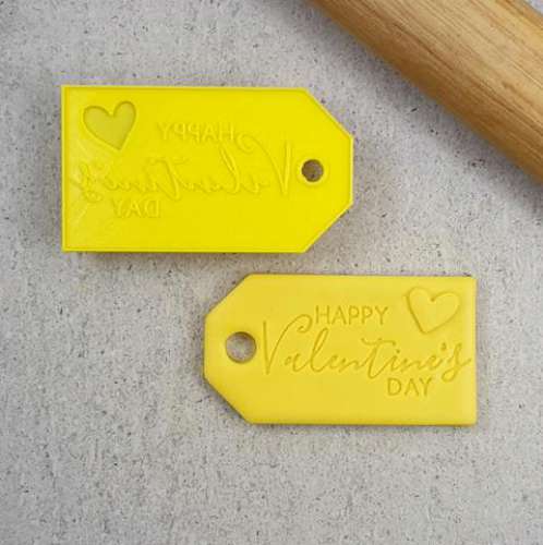 Cookie Stamp Embosser & Cutter - Happy Valentines Day Gift Tag - Click Image to Close